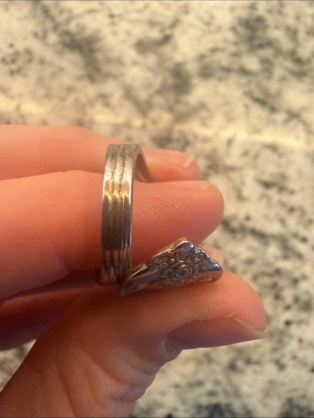Floral Silver-Tone Spoon Ring - Women's Jewelry
